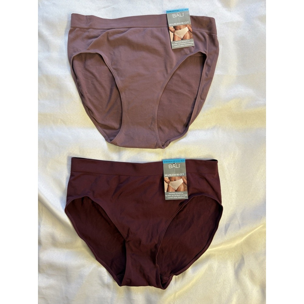 NEW Bali Panty One Smooth U All Over Seamless Hi Cut Brief 2Xlarge 2 Pair DF2362
